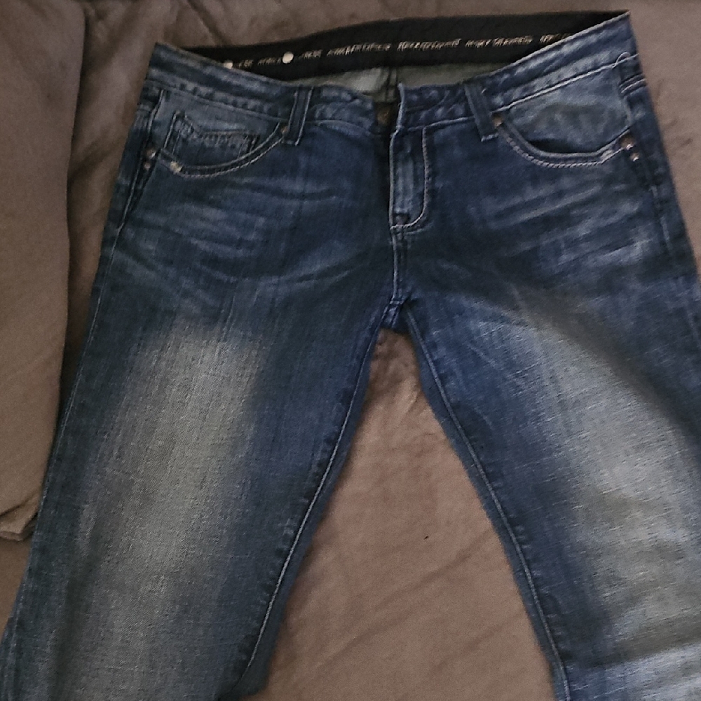 Re Rock Express Black and Blue Bootcut Jeans
